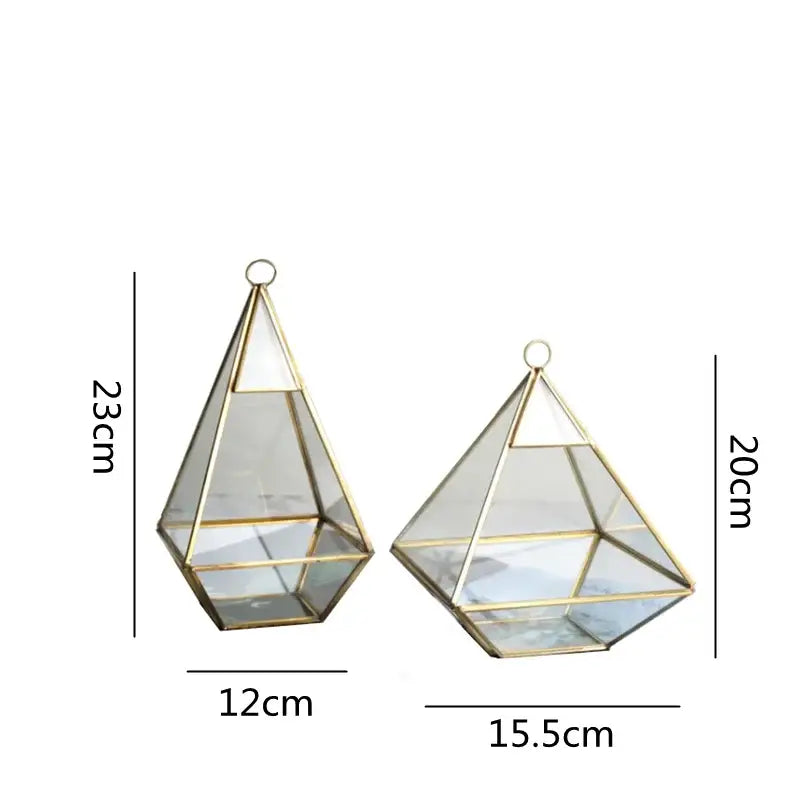 Modern gold geometric glass vase living room hanging terrarium