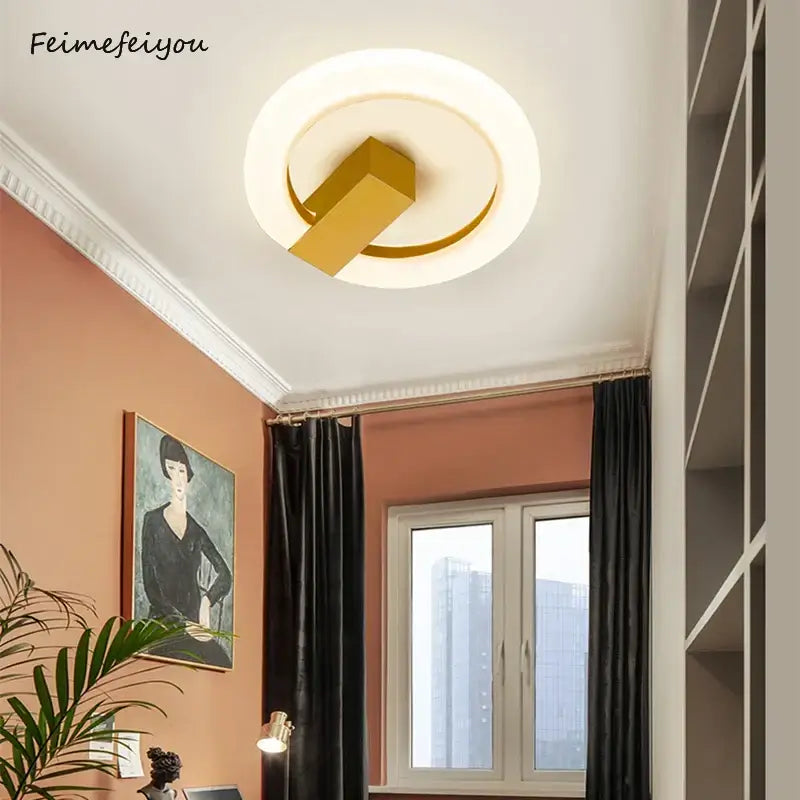 Modern gold geometric led ceiling light for bedroom living room