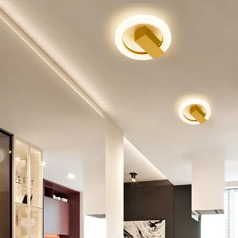 Modern gold geometric led ceiling light for bedroom living room