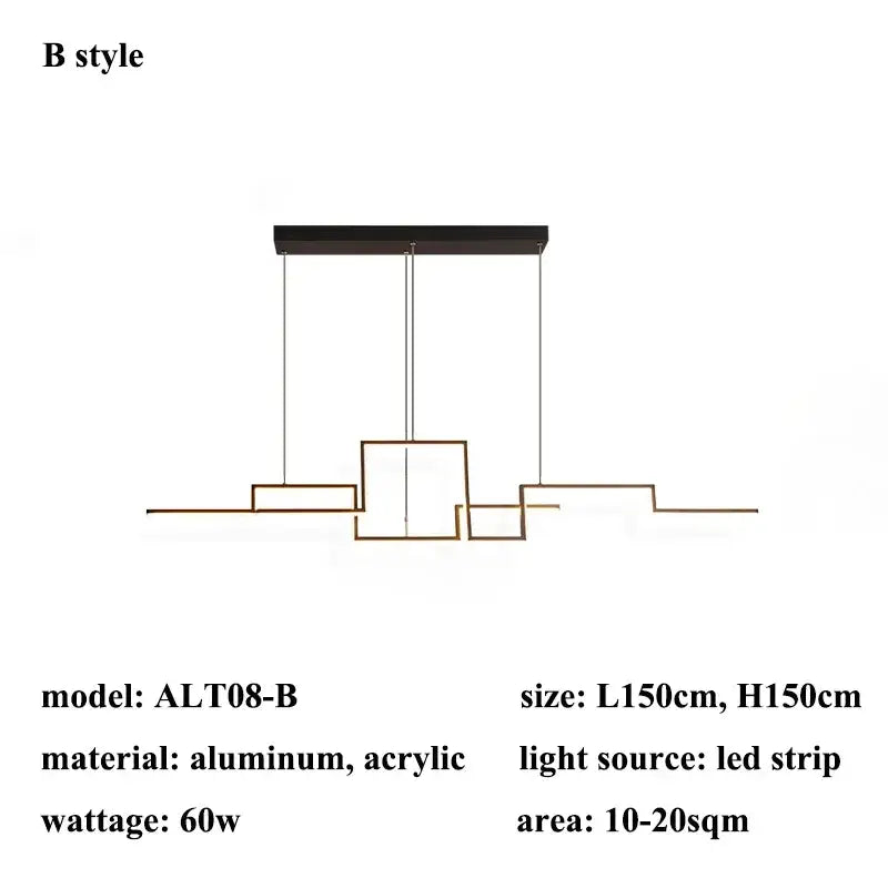 Modern gold geometric led pendant lights for dining room