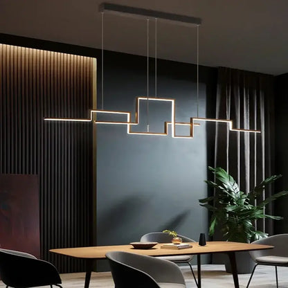 Modern gold geometric led pendant lights for dining room