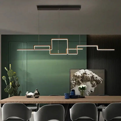 Modern gold geometric led pendant lights for dining room