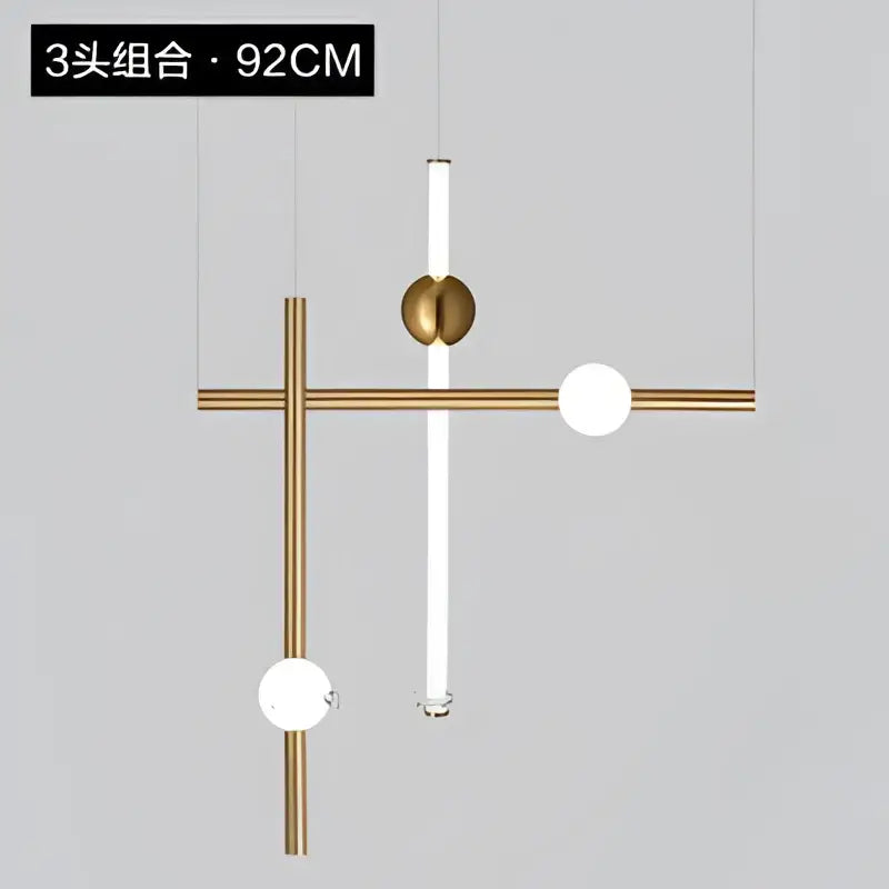 Modern gold geometric line frame pendant lights dining room glass globe