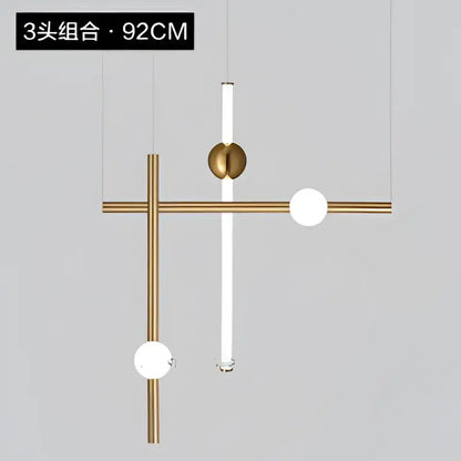 Modern gold geometric line frame pendant lights dining room glass globe