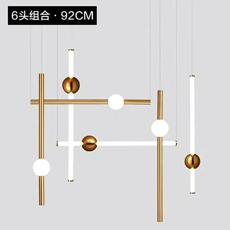 Modern gold geometric line frame pendant lights dining room glass globe