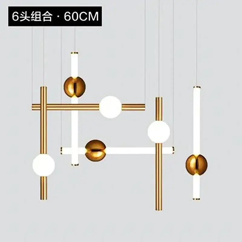 Modern gold geometric line frame pendant lights dining room glass globe