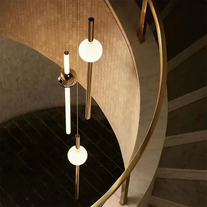 Modern gold geometric line frame pendant lights dining room glass globe