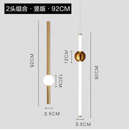 Modern gold geometric line frame pendant lights dining room glass globe