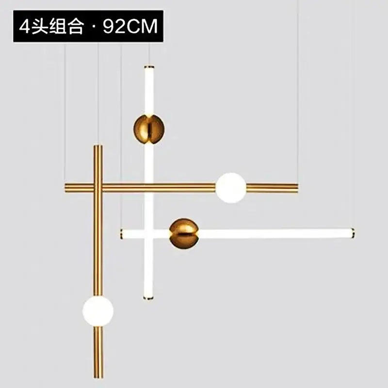 Modern gold geometric line frame pendant lights dining room glass globe