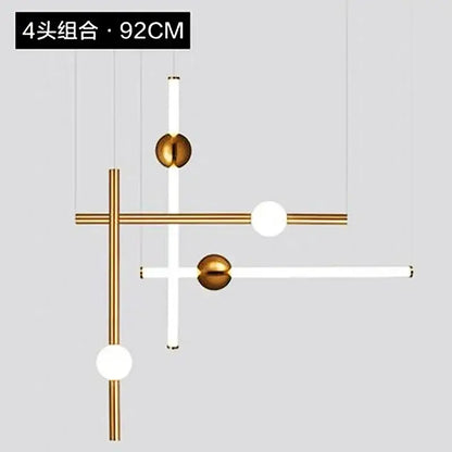 Modern gold geometric line frame pendant lights dining room glass globe