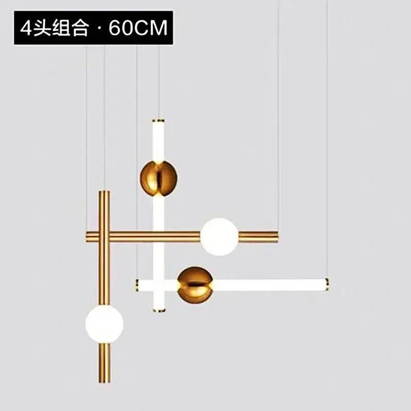 Modern gold geometric line frame pendant lights dining room glass globe
