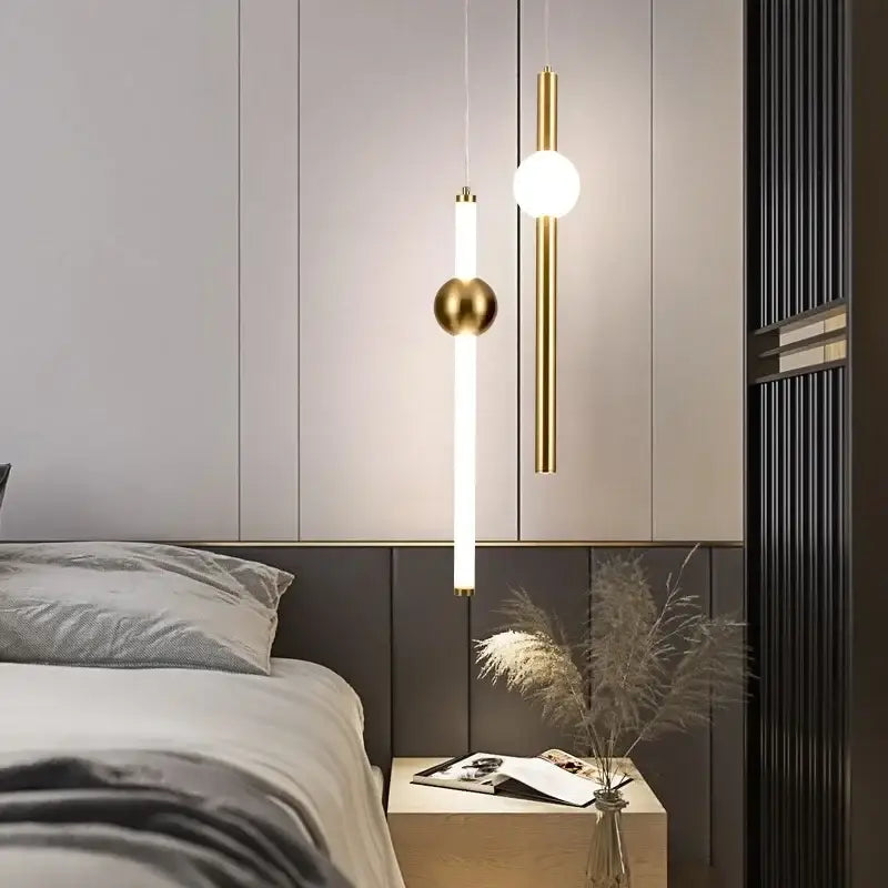 Modern gold geometric line frame pendant lights dining room glass globe