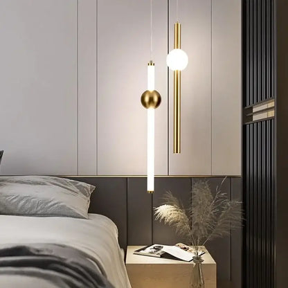 Modern gold geometric line frame pendant lights dining room glass globe