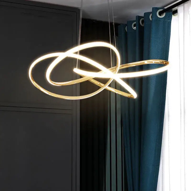 Modern gold geometric line led chandelier dining room pendant light