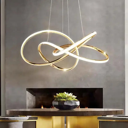 Modern gold geometric line led chandelier dining room pendant light