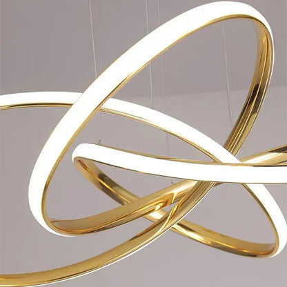 Modern gold geometric line led chandelier dining room pendant light