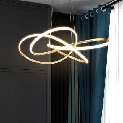 Modern gold geometric line led chandelier dining room pendant light