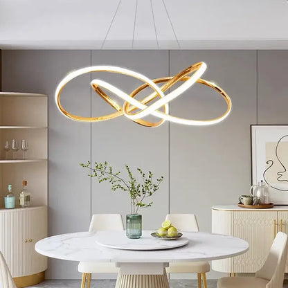 Modern gold geometric line led chandelier dining room pendant light