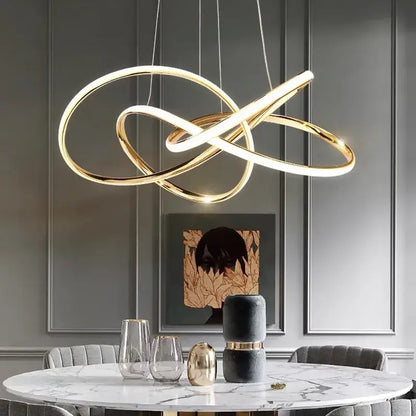 Modern gold geometric line led chandelier dining room pendant light