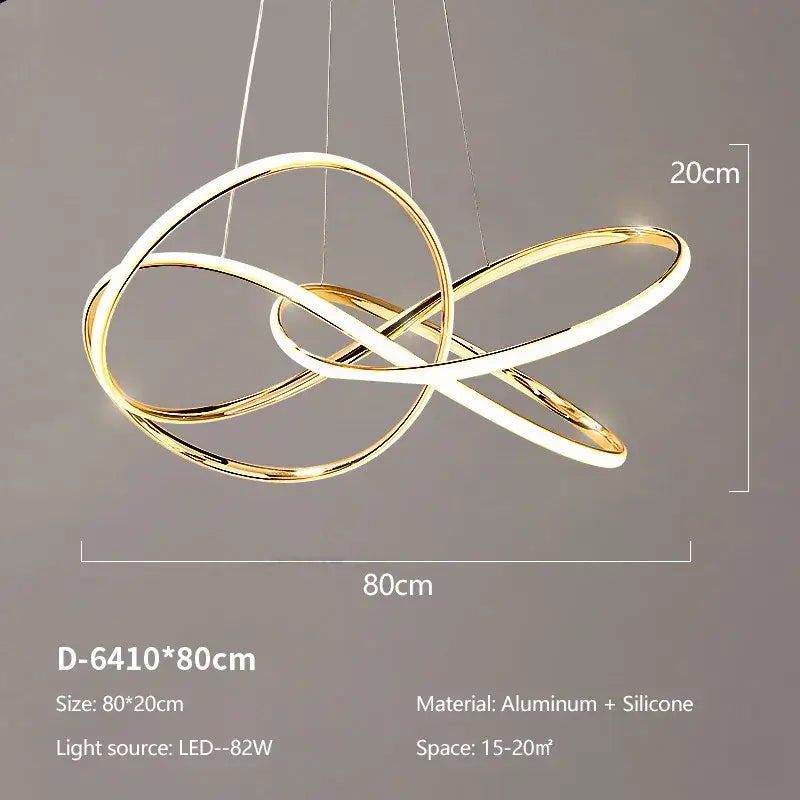 Modern gold geometric line led chandelier dining room pendant light