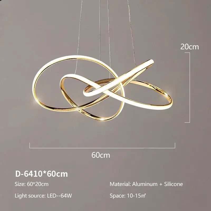 Modern gold geometric line led chandelier dining room pendant light