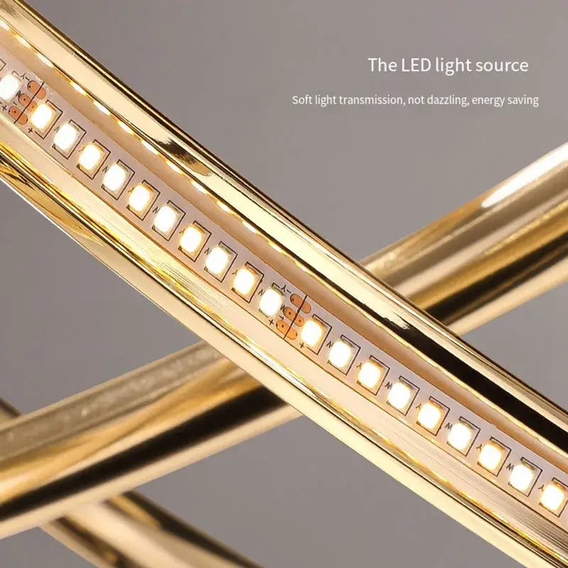 Modern gold geometric line led chandelier dining room pendant light
