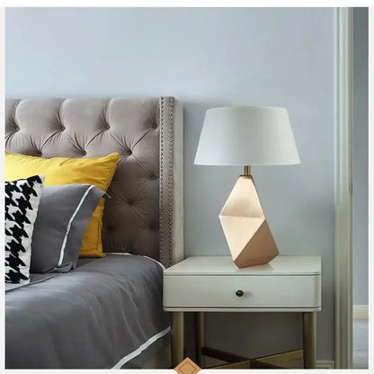 Modern gold geometric table lamp bedroom nightstand light