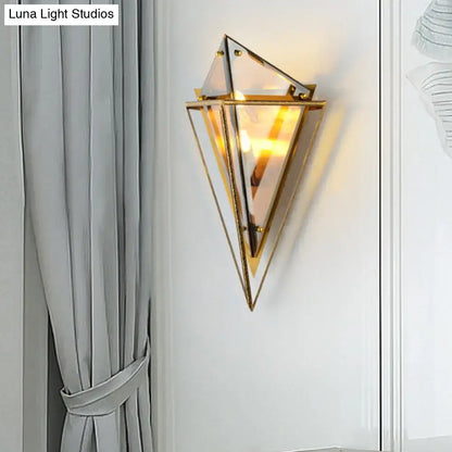 Modern gold geometric wall sconce amber glass living room light