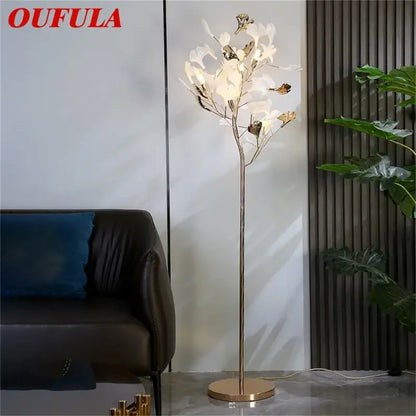Modern gold ginkgo flower floor lamp living room decor