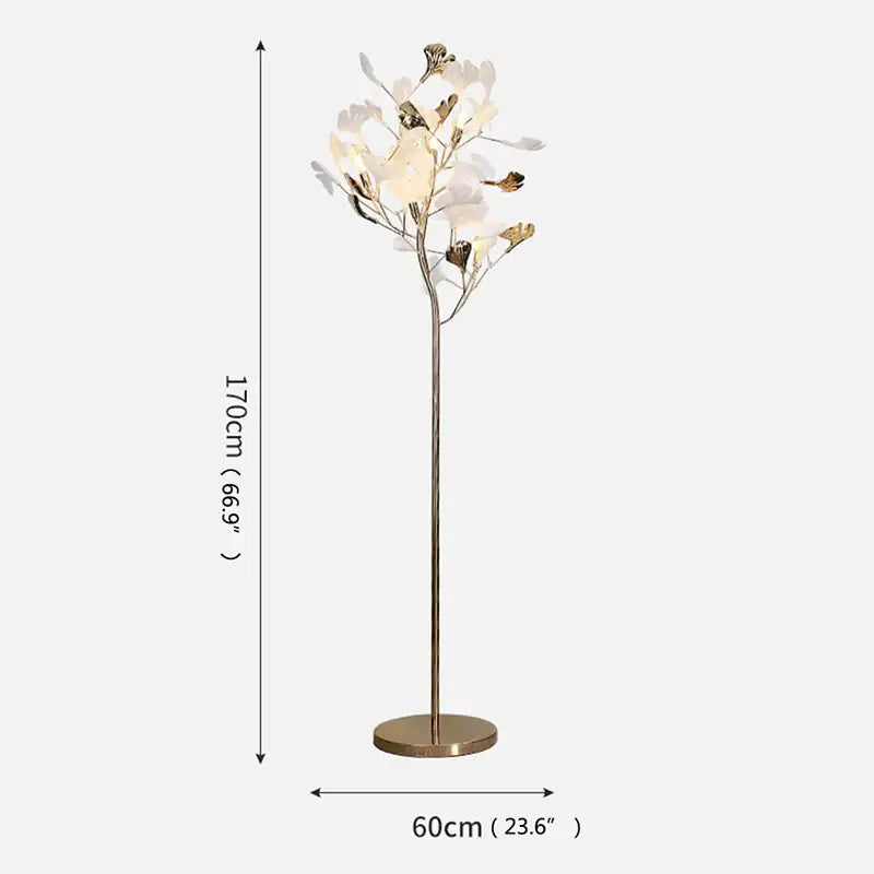 Modern gold ginkgo flower floor lamp living room decor