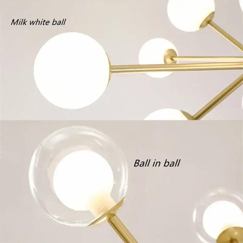 Modern gold glass ball modern branch chandelier living room light