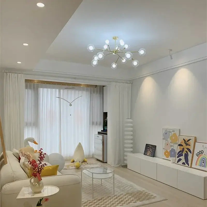 Modern gold glass ball modern branch chandelier living room light