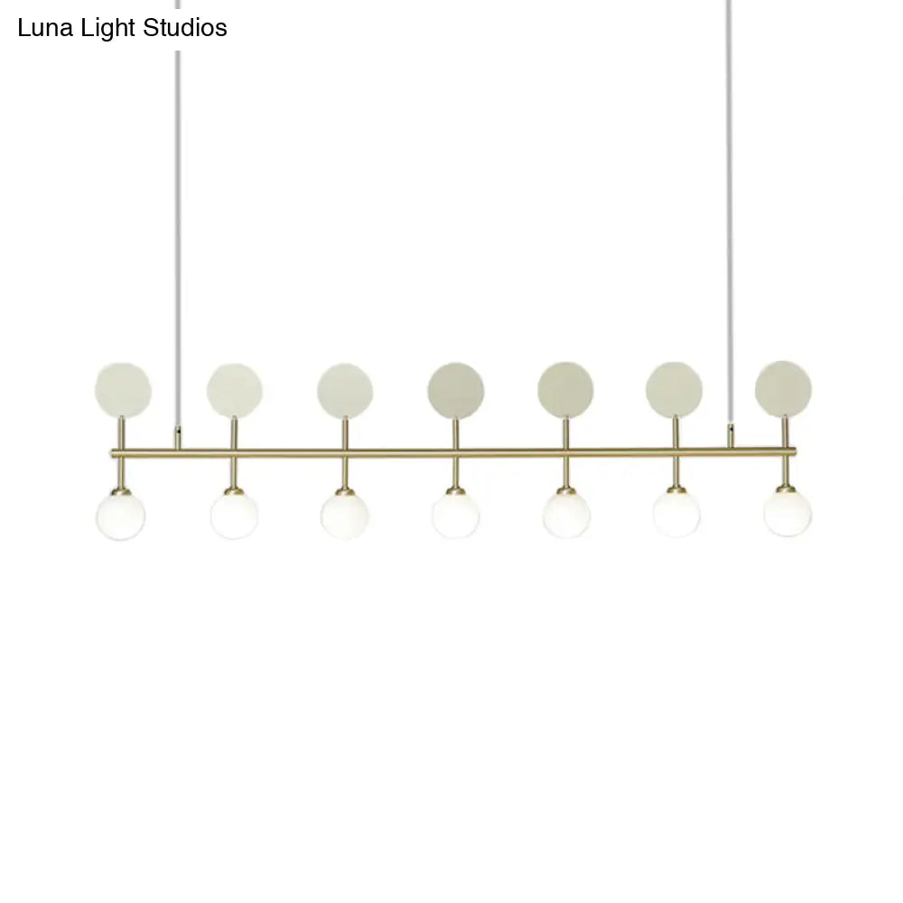 DecorBites™ Modern Gold Glass Ball Chandelier for Dining Room - 7-Light Linear Island Fixture