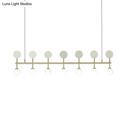 DecorBites™ Modern Gold Glass Ball Chandelier for Dining Room - 7-Light Linear Island Fixture