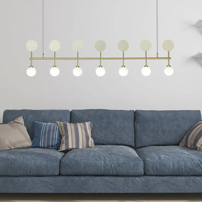 DecorBites™ Modern Gold Glass Ball Chandelier for Dining Room - 7-Light Linear Island Fixture