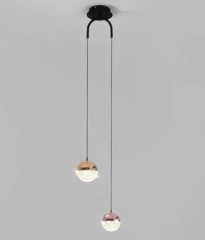 Modern gold glass ball dual head pendant light bedroom