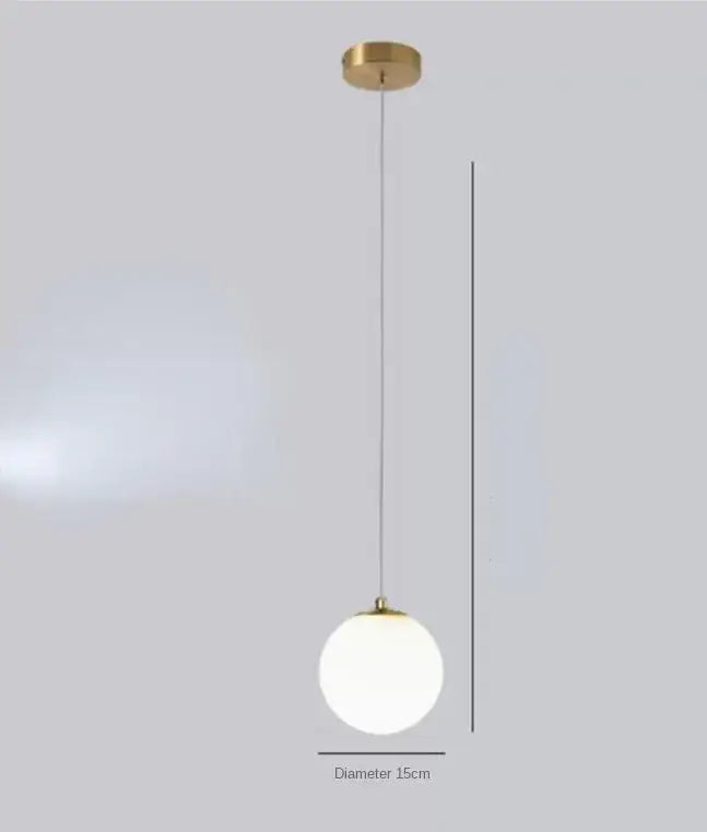 Modern gold glass ball dual head pendant light bedroom