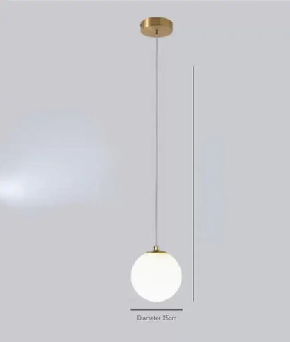 Modern gold glass ball dual head pendant light bedroom