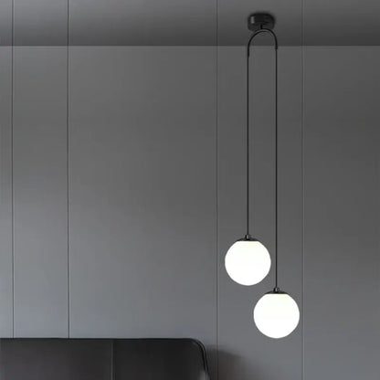 Modern gold glass ball dual head pendant light bedroom