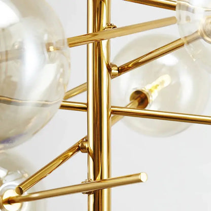 Modern gold glass ball iron chandelier living room light