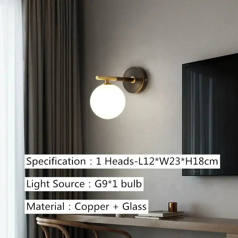 Modern gold glass ball led ceiling chandelier living room light