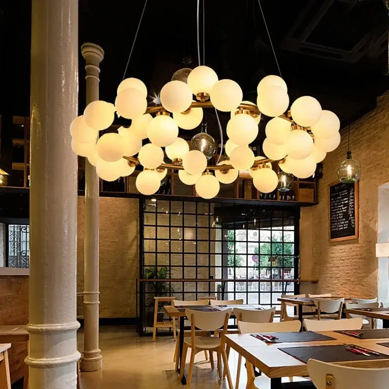 Modern gold glass ball led chandelier – dining room pendant light