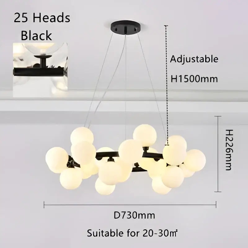 Modern gold glass ball led chandelier – dining room pendant light
