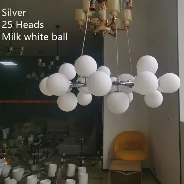 Modern gold glass ball led chandelier – dining room pendant light
