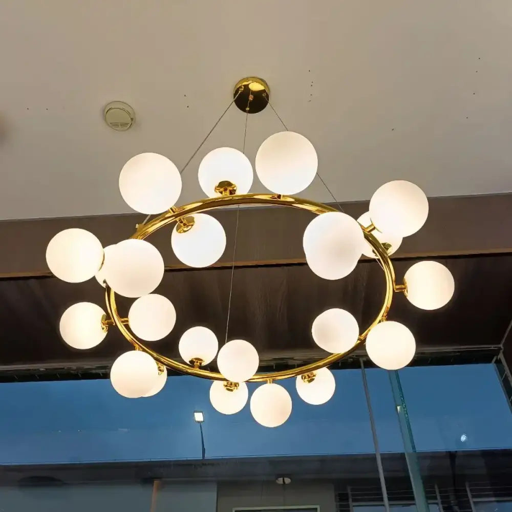 Modern gold glass ball led chandelier – dining room pendant light