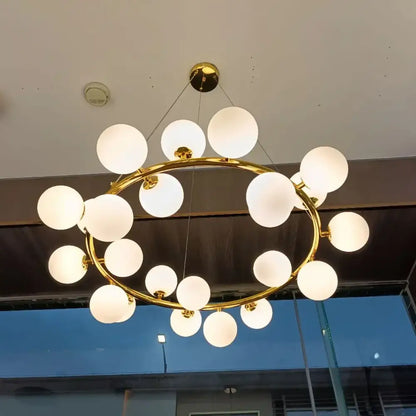 Modern gold glass ball led chandelier – dining room pendant light