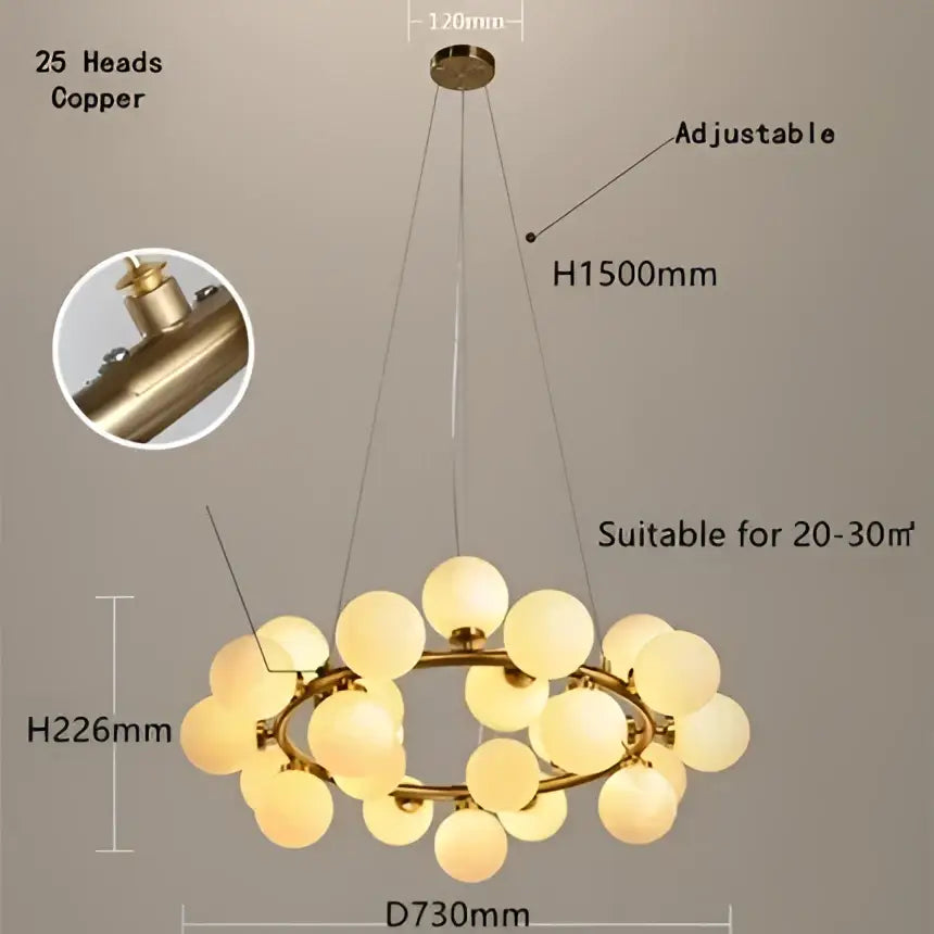 Modern gold glass ball led chandelier – dining room pendant light