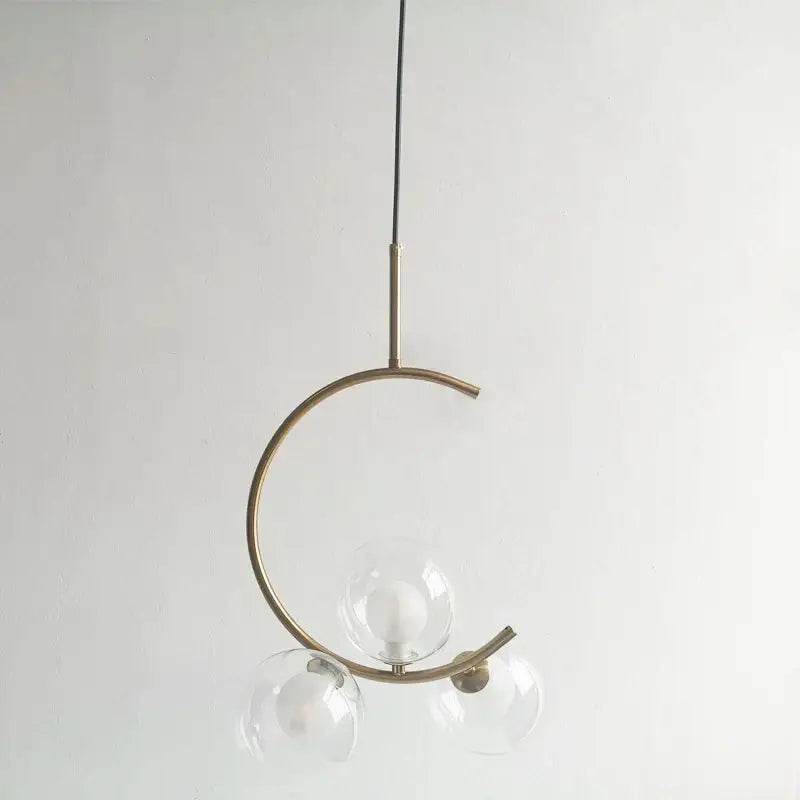 Modern gold glass ball led chandelier dining room pendant light