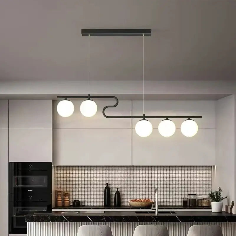 Modern gold glass ball led chandelier dining room pendant light