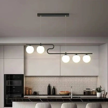 Modern gold glass ball led chandelier dining room pendant light